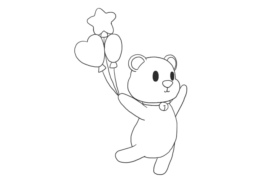 小熊和气球 节日简笔画绘画素材-图6