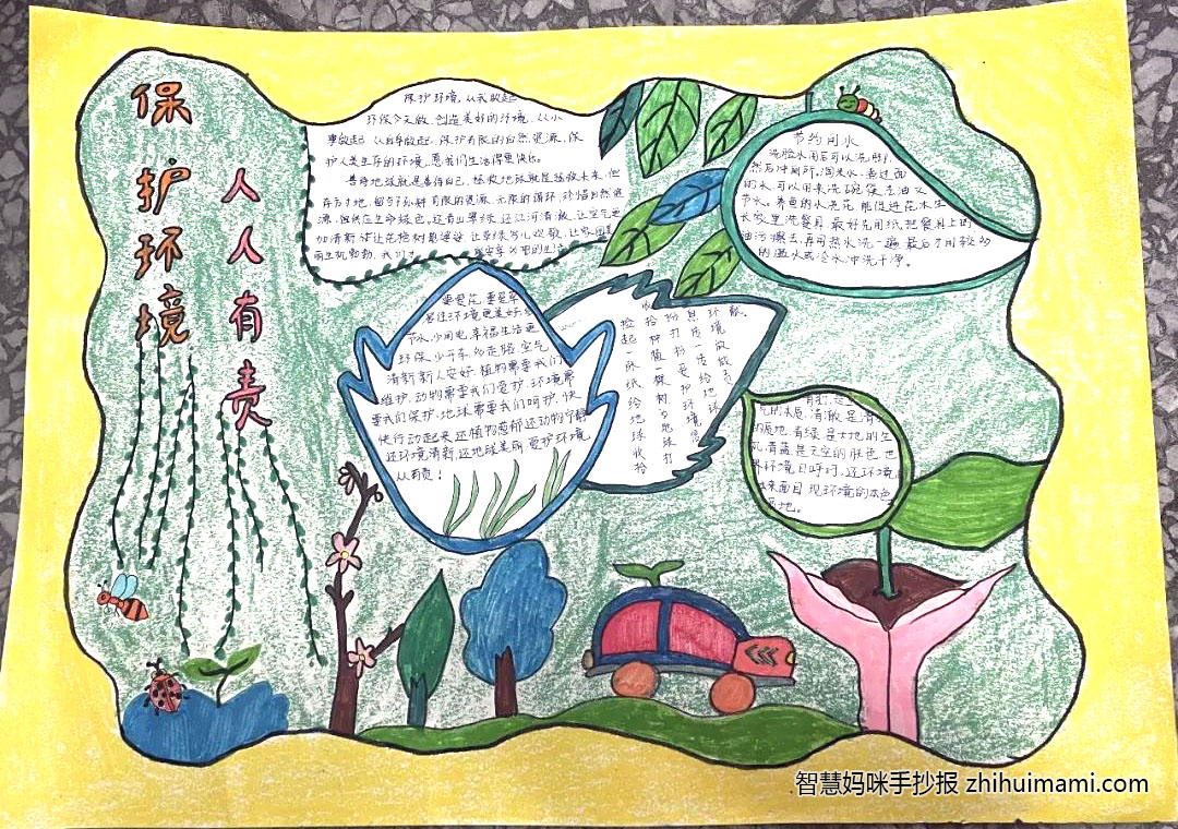 6.5世界环境日主题手抄报绘画-图3