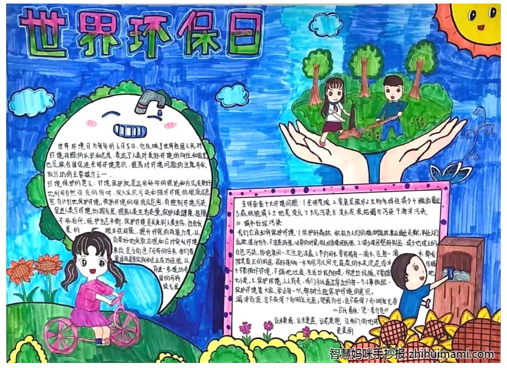 怎么画一个环境日的手抄报-图3