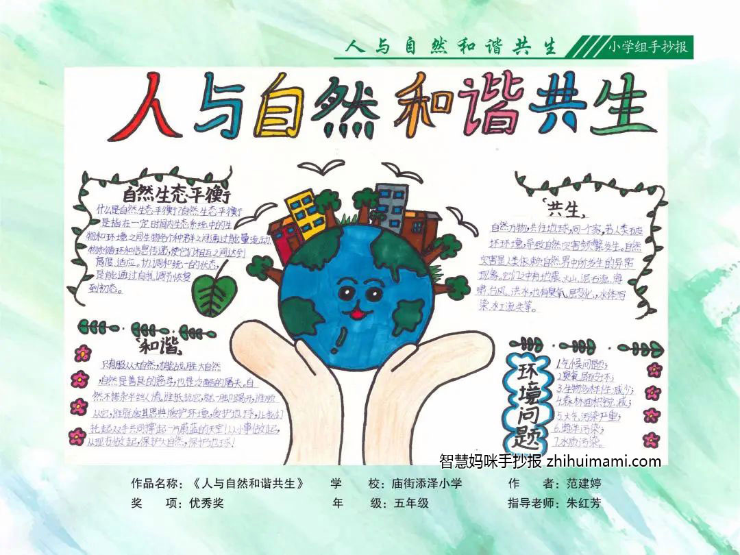 人与自然和谐共生主题手抄报获奖作品（8张）-图4