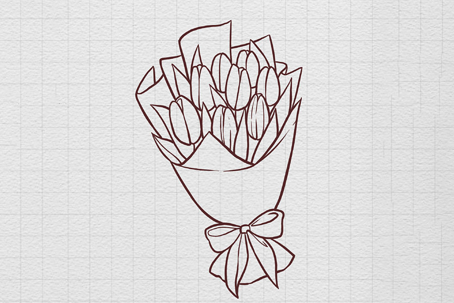 一束漂亮的郁金香简笔画画法步骤-图4