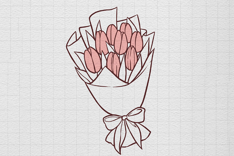 一束漂亮的郁金香简笔画画法步骤-图5
