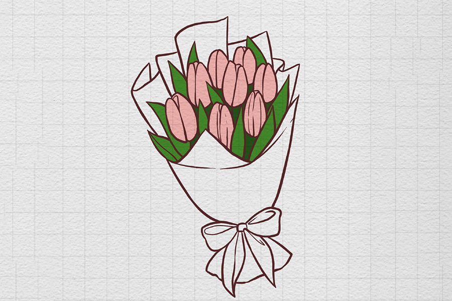 一束漂亮的郁金香简笔画画法步骤-图6