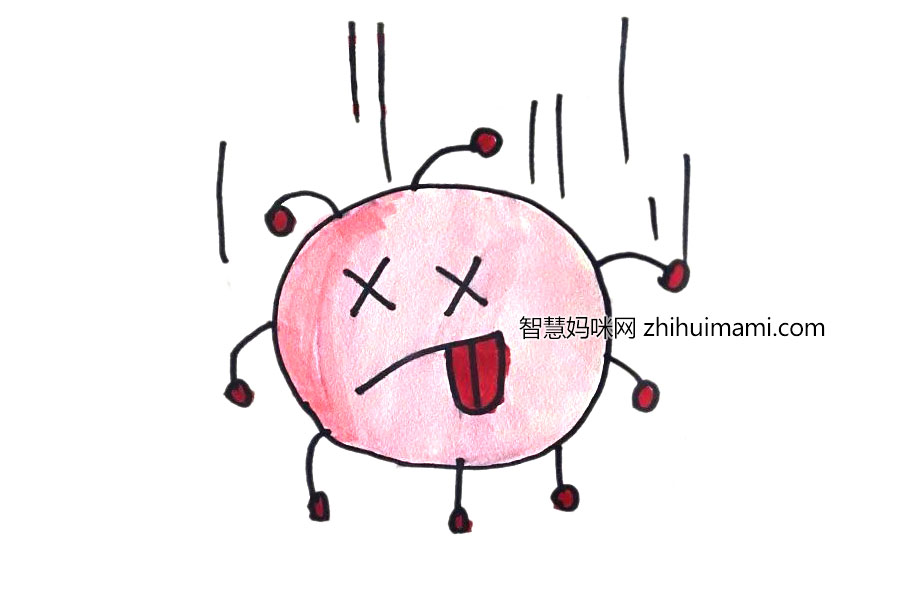 抗疫绘画素材 简单的卡通病毒简笔画（6张）-图4