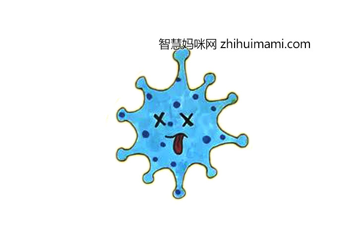 抗疫绘画素材 简单的卡通病毒简笔画（6张）-图3