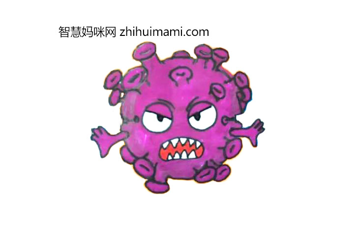 抗疫绘画素材 简单的卡通病毒简笔画（6张）-图5