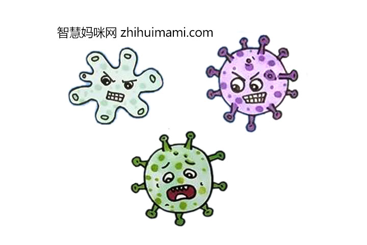 抗疫绘画素材 简单的卡通病毒简笔画（6张）-图6