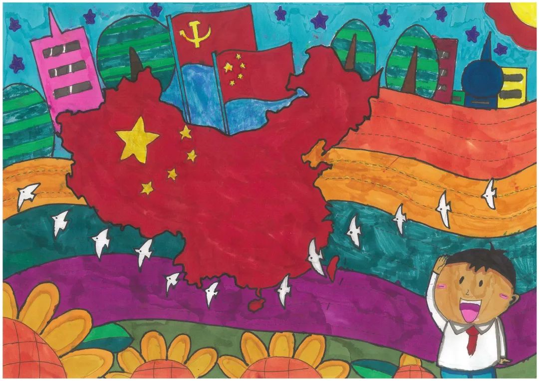 小学生“童心向党 欢庆六一”绘画作品-图4