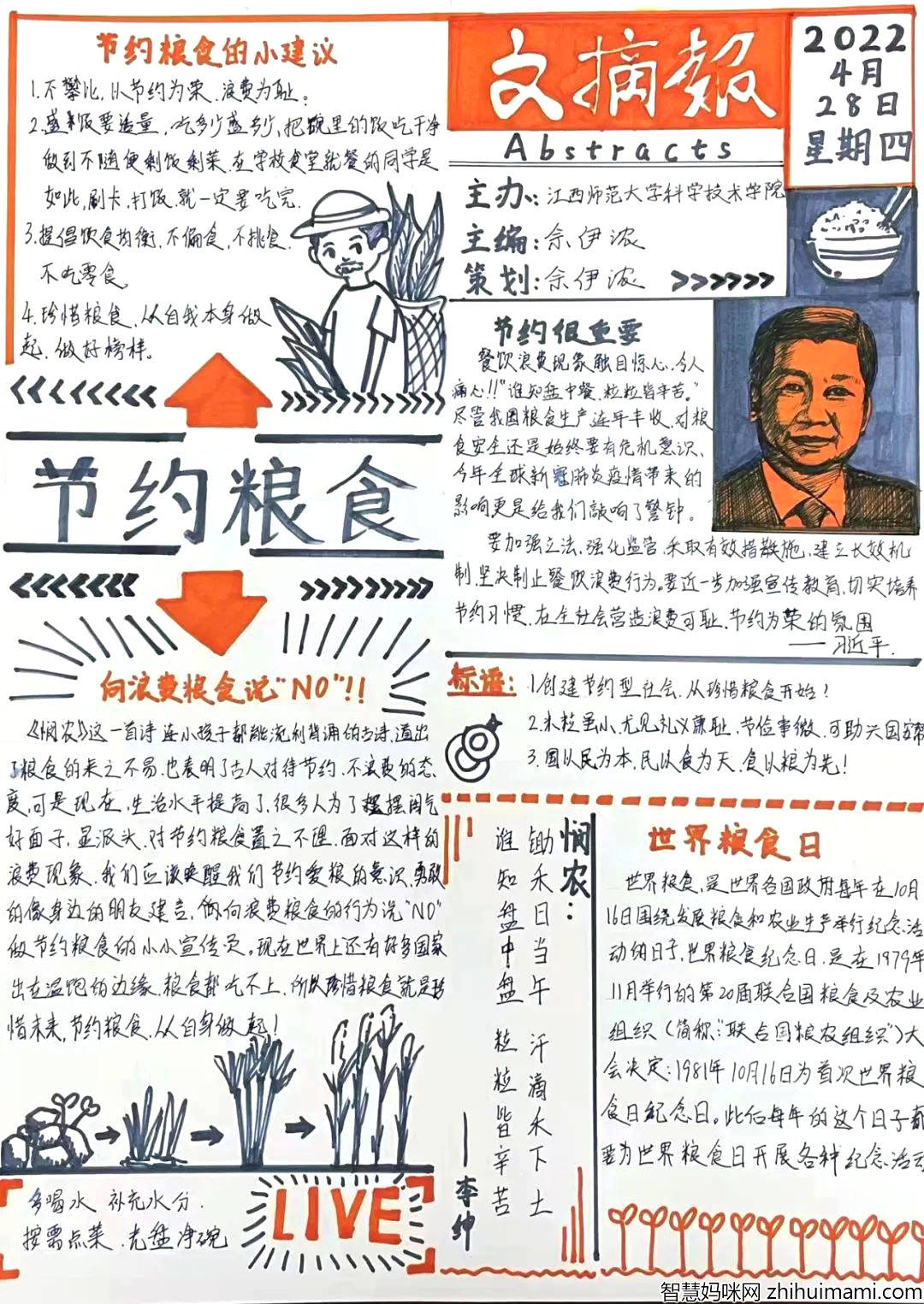 小学生光盘行动 从我做起主题绘画手抄报-图2