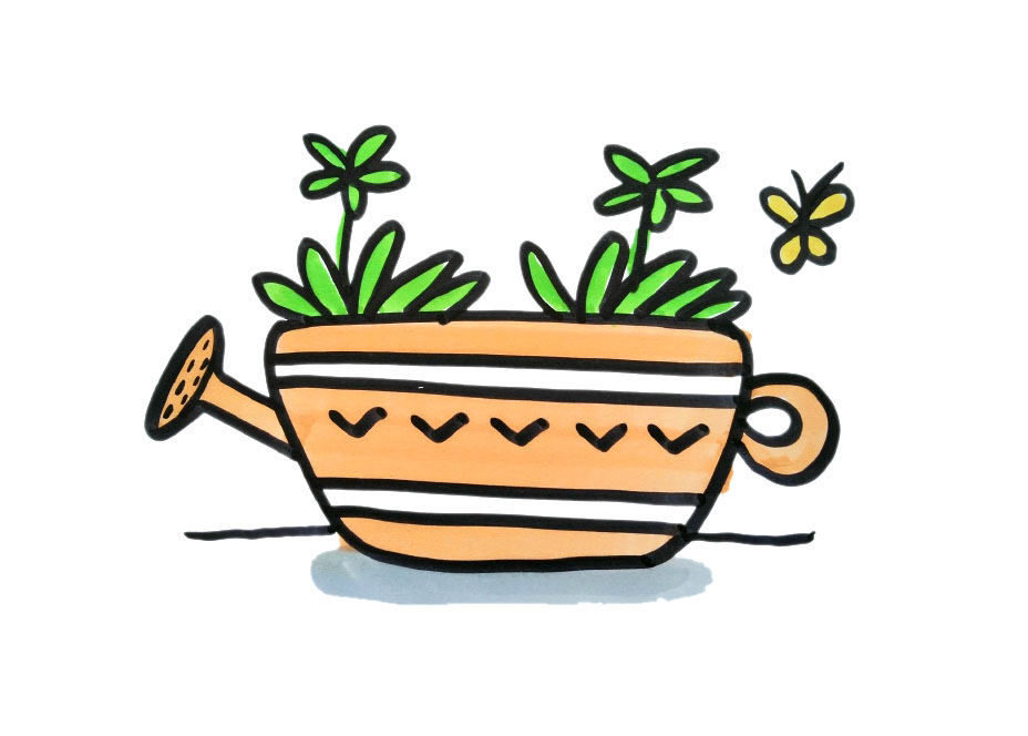 4张卡通盆栽简笔画简单又可爱-图2