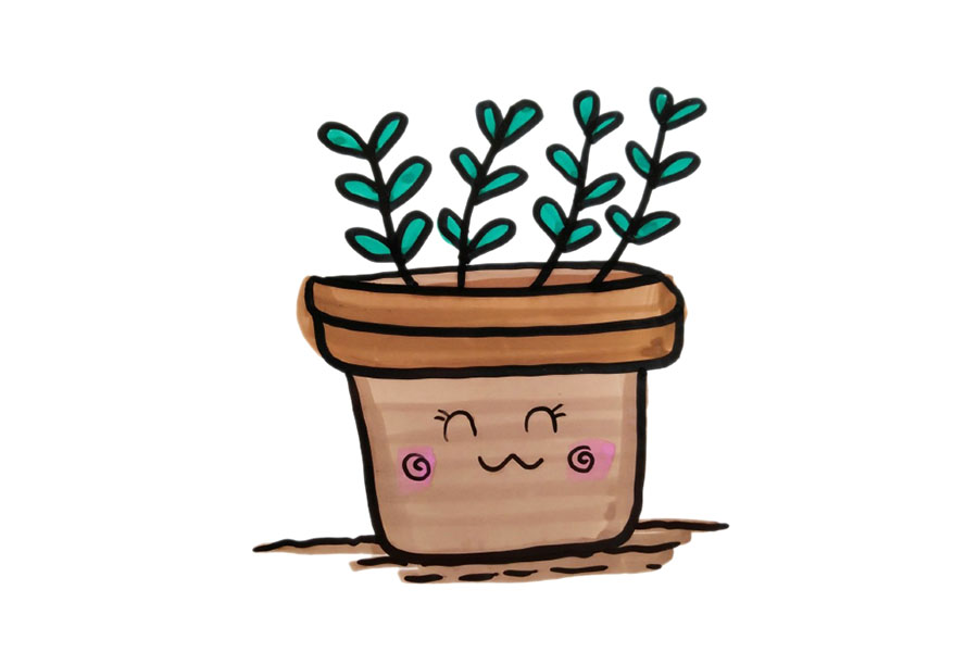 4张卡通盆栽简笔画简单又可爱-图1