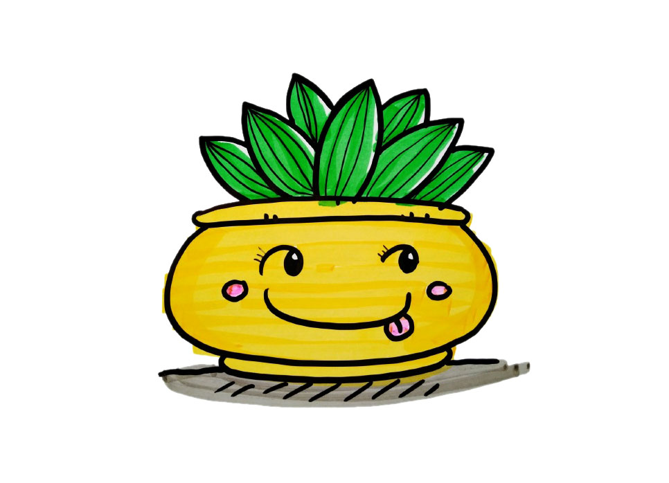 4张卡通盆栽简笔画简单又可爱-图3