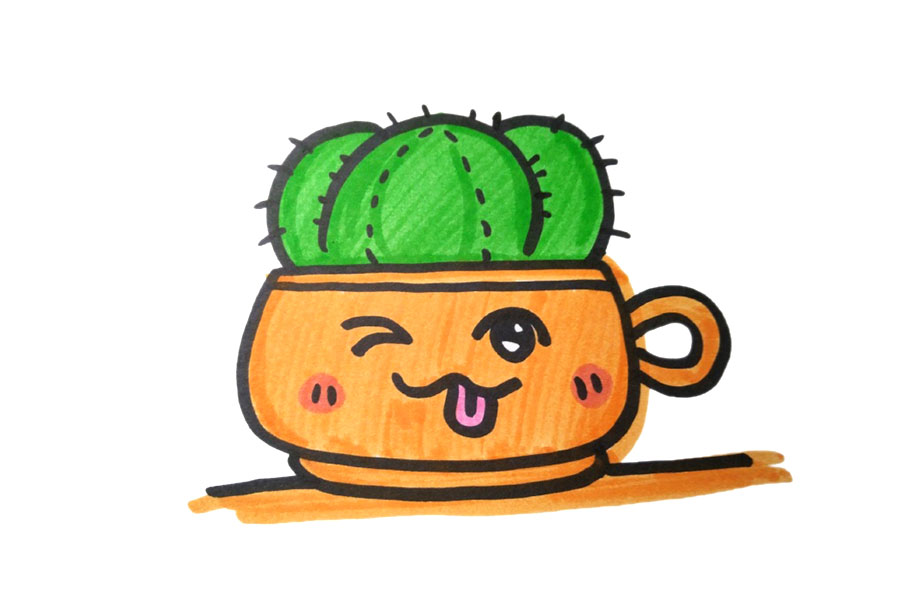 4张卡通盆栽简笔画简单又可爱-图4