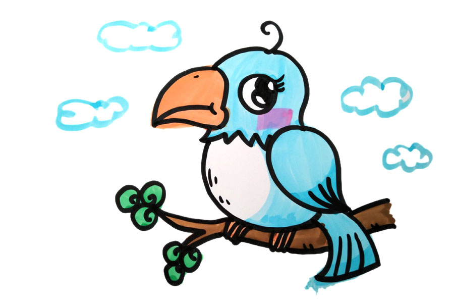 4张漂亮的小鸟简笔画图片-图1