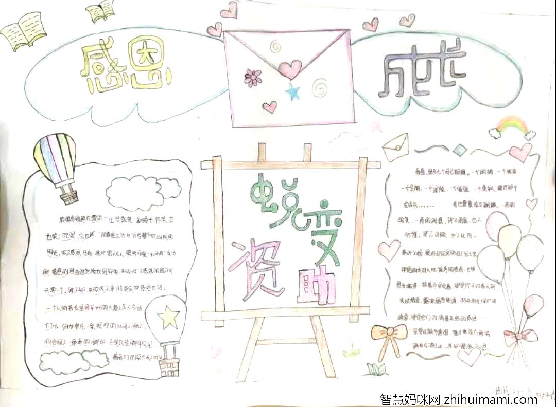 7张简单漂亮的”感恩成长“主题手抄报-图6