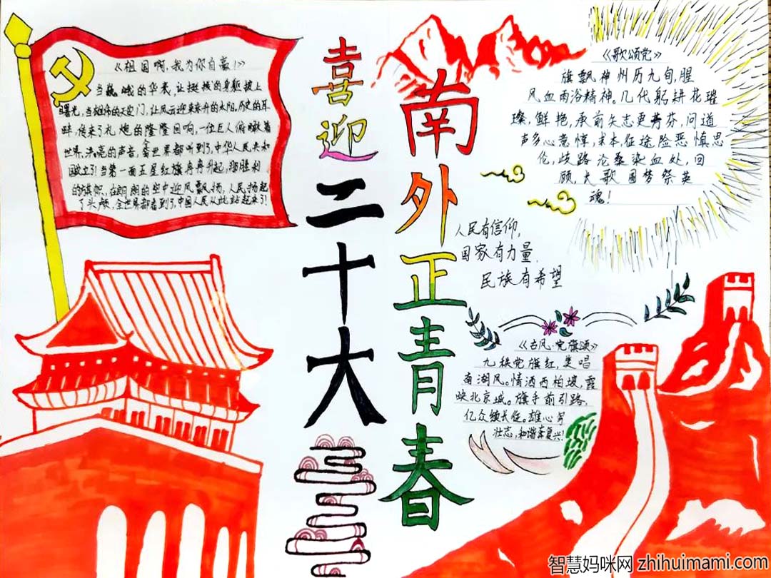 “喜迎二十大 坚定信念跟党走”主题手抄报精选作品5张-图1