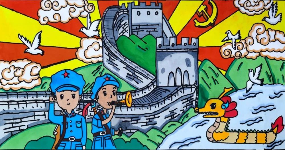 “红歌咏向党 科技发展新时代”美丽中国主题儿童画欣赏-图3