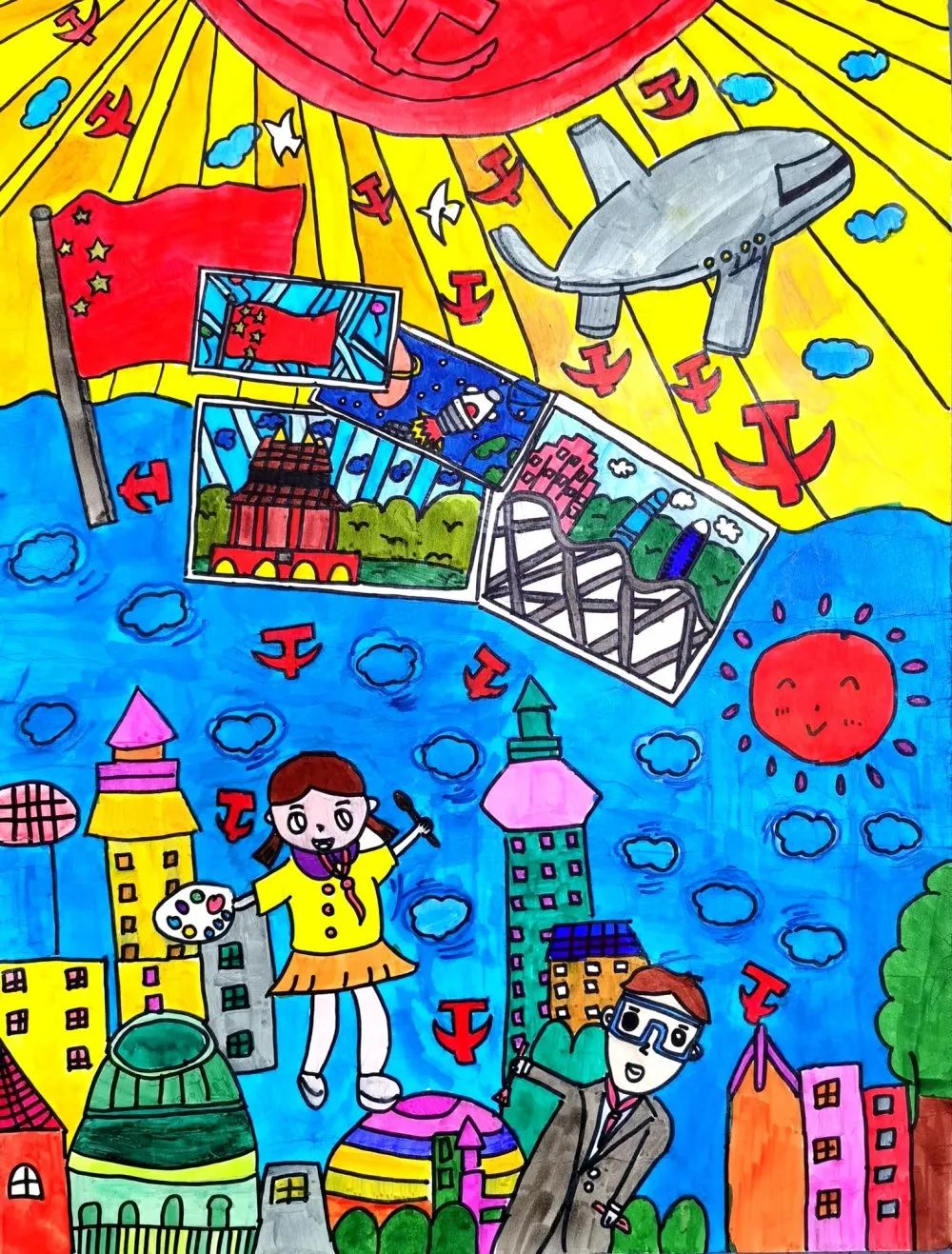 建党101周年儿童绘画精选作品-图1
