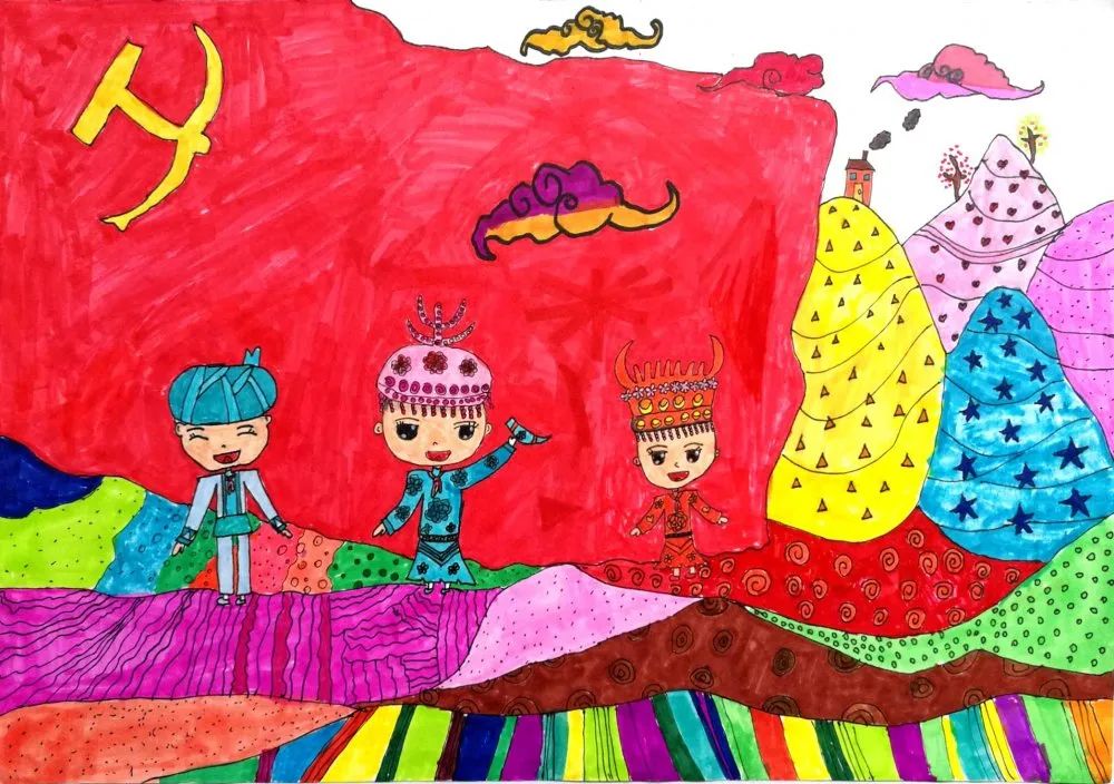 ”在国旗下成长 欢庆祖国建党101周年“主题儿童画（5张）-图2