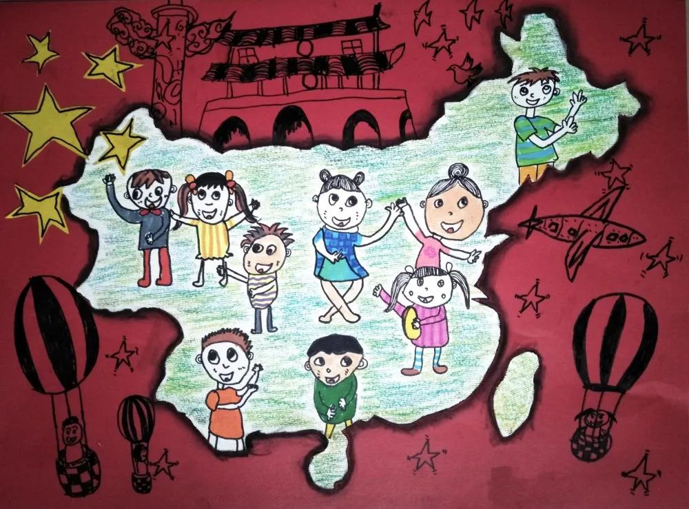 ”在国旗下成长 欢庆祖国建党101周年“主题儿童画（5张）-图3