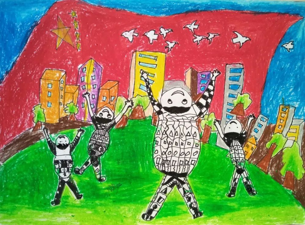 ”在国旗下成长 欢庆祖国建党101周年“主题儿童画（5张）-图4