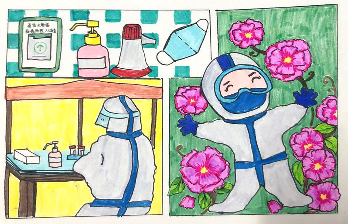 抗疫主题儿童画 疫情防控人人有责-图6