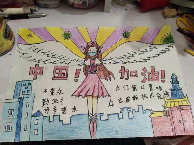 小学生漂亮的抗疫主题儿童画致敬医护工作者-图7