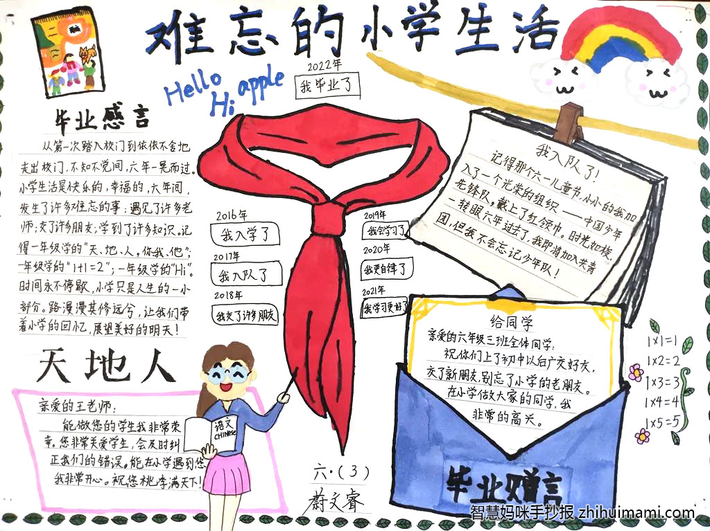 难忘的小学生活-毕业季主题手抄报-图2