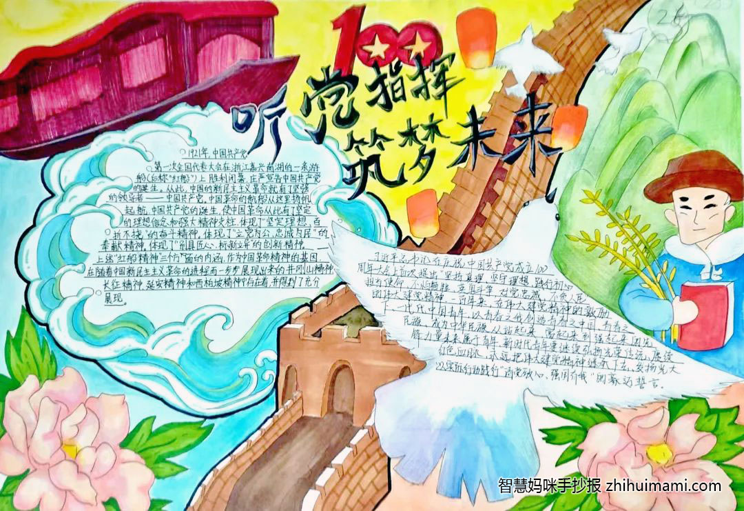 “建团百年 听党指挥 筑梦未来”主题手抄报（6张）-图5