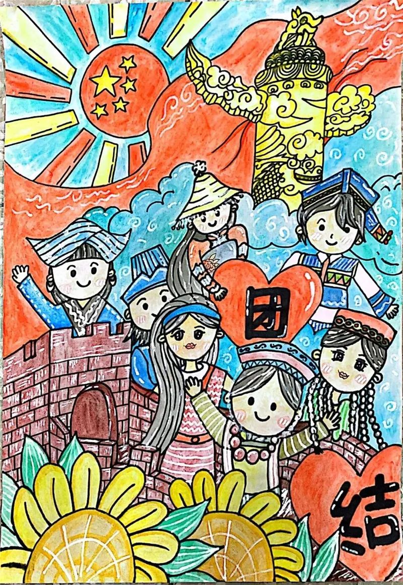 7张关于爱国敬党的儿童绘画作品-图3