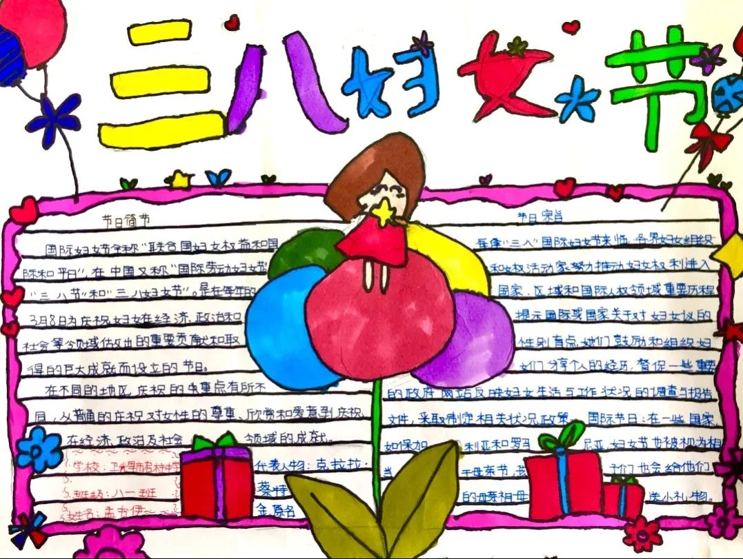 五年级妇女节手抄报获奖作品-图1