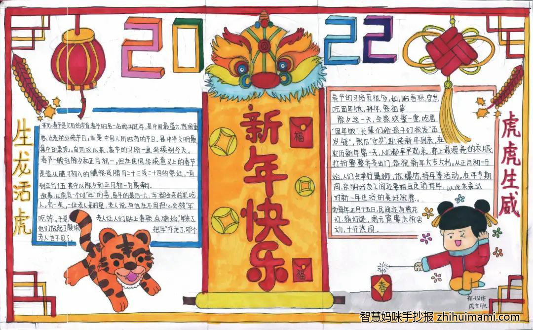 2022新年快乐手抄报简单又漂亮-图1