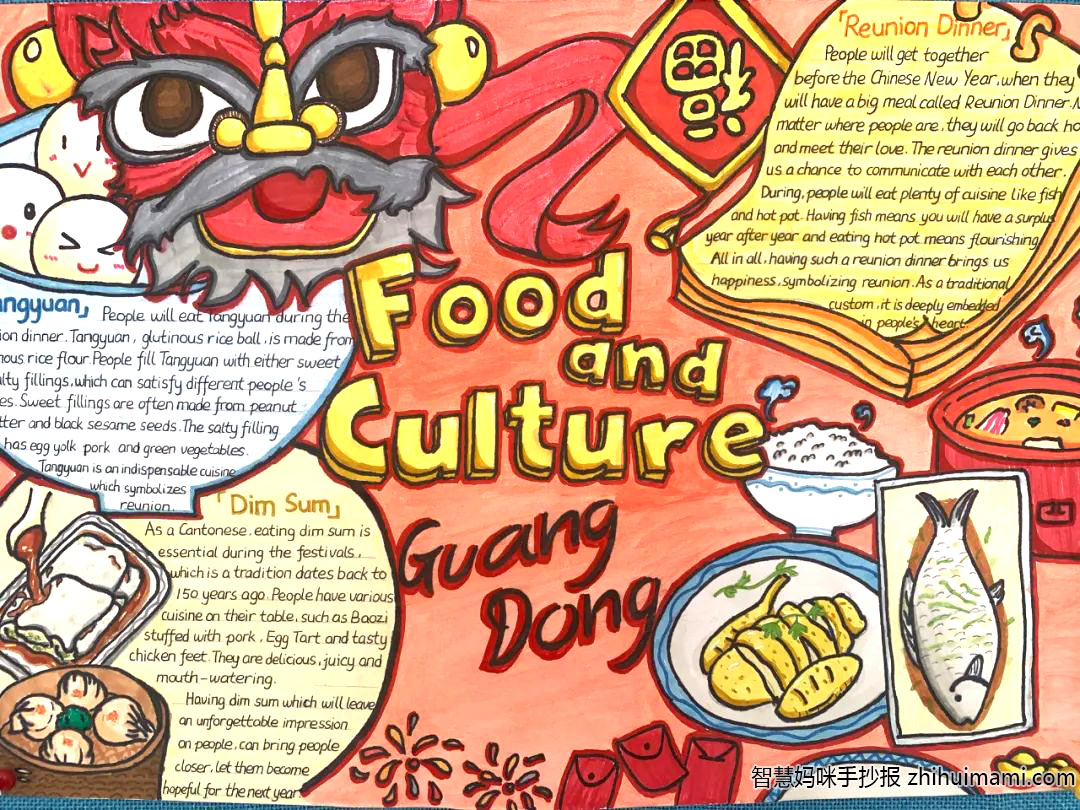 “美食与文化”为主题的英语手抄报-图3