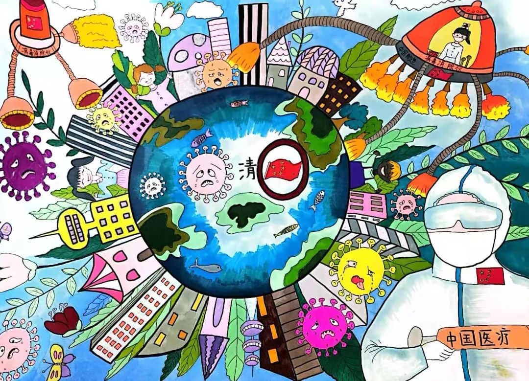 优秀儿童科幻画作品 高科技守护人类健康！-图4