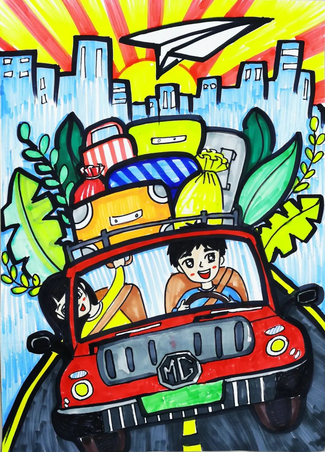 “墨韵车生活、丹青献祖国”六一儿童节儿童画作品一等奖-图1