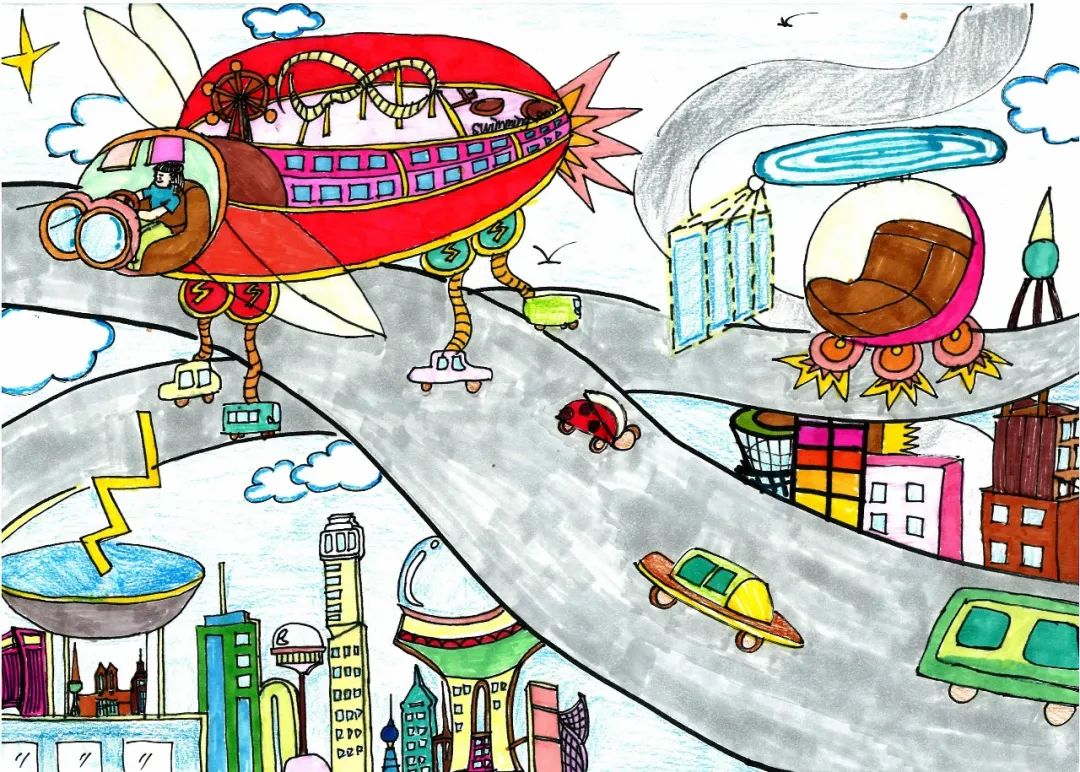 “墨韵车生活、丹青献祖国”六一儿童节儿童画作品一等奖-图3