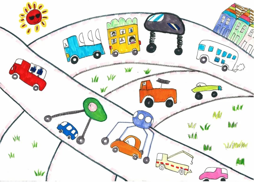 6张简单又漂亮的六一儿童节主题绘画图片“墨韵车生活、丹青献祖国”-图6