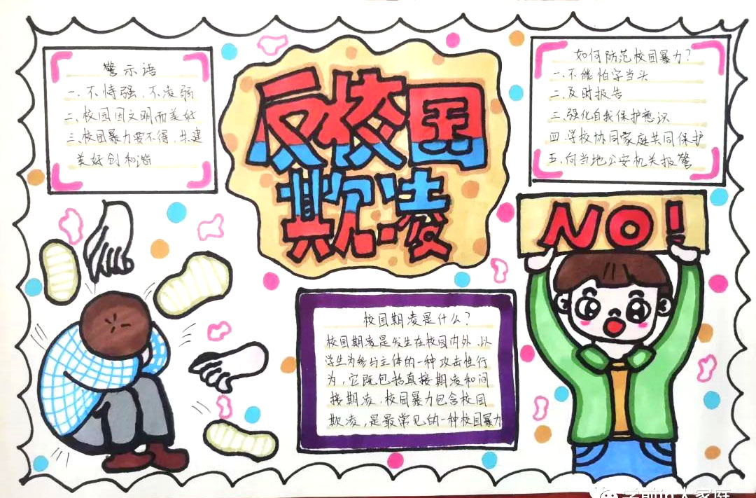 反对校园欺凌 共建和睦校园手抄报精选-图1