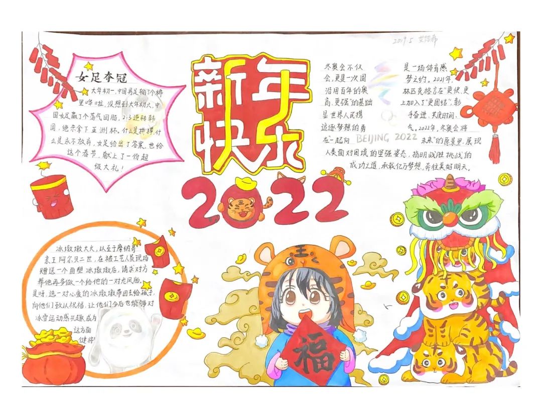 2022虎年手抄报一等奖作品-图1