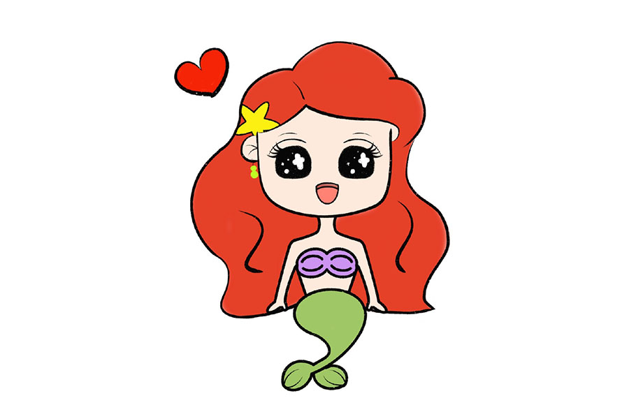 手绘卡通美人鱼简单又可爱-图7