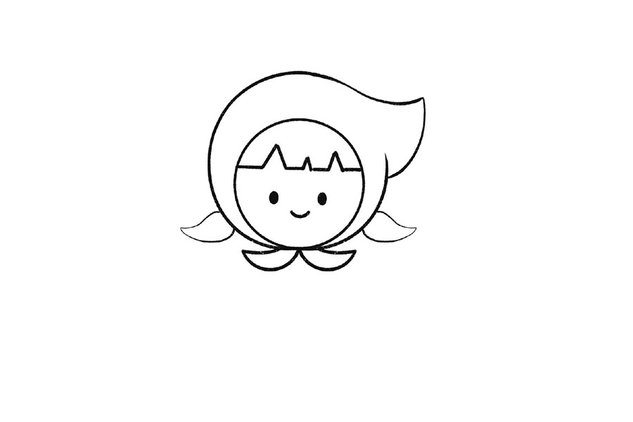 6步学画可爱的小红帽简笔画-图3