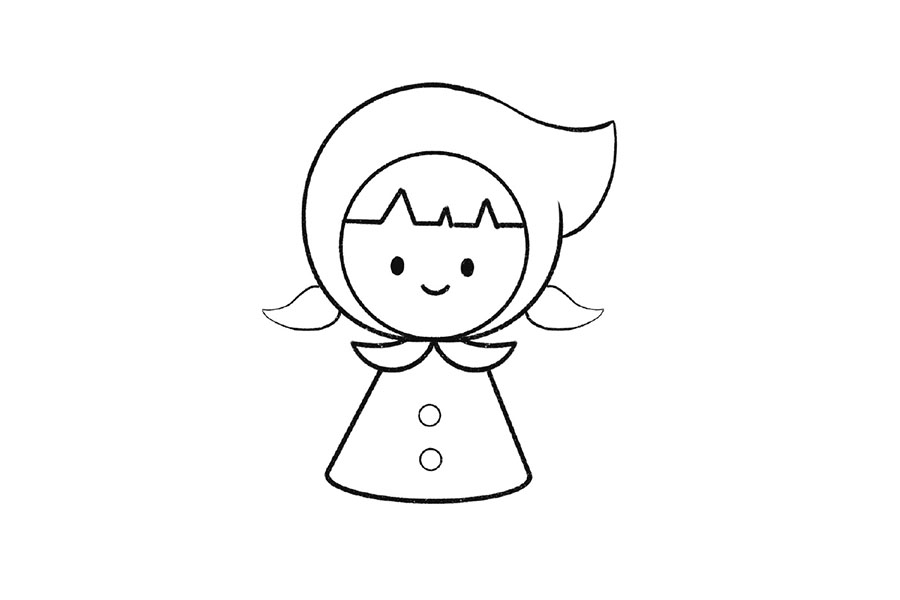 6步学画可爱的小红帽简笔画-图4
