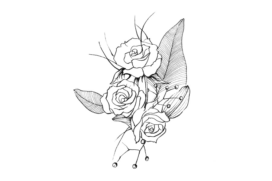 一组漂亮的线描花束简笔画图片-图1