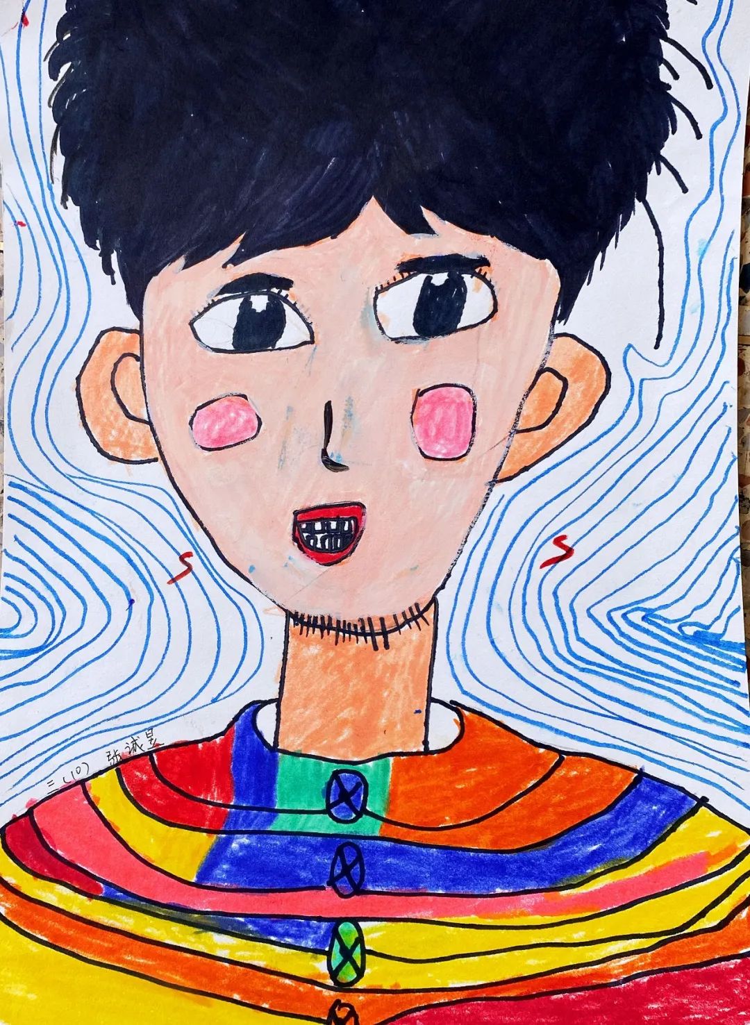 小学生“我眼里的爸爸”父亲节绘画比赛优秀作品-图1