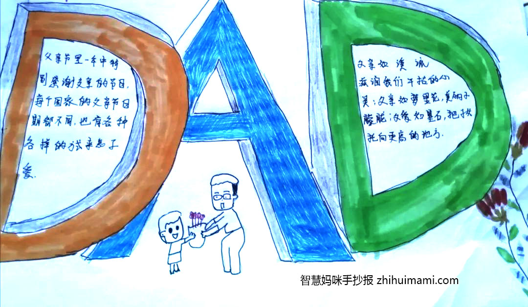 感恩父亲节，三张简单的父亲节手抄报图片-图1