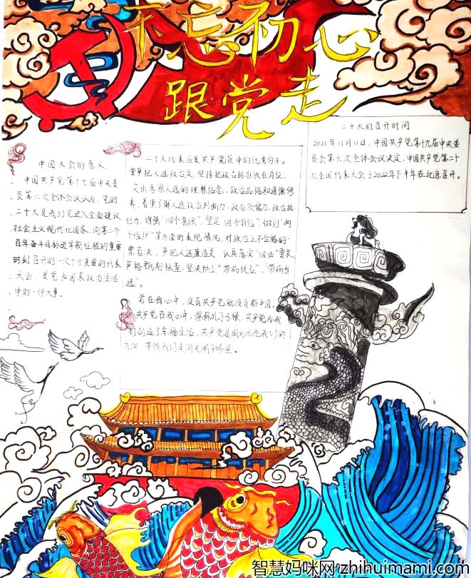 “奋进百年 不忘初心跟党走”喜迎二十大手抄报精选作品-图1