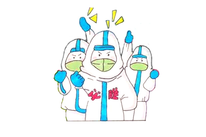 同舟共济 共同抗疫 5张大白风采简笔画图片-图2