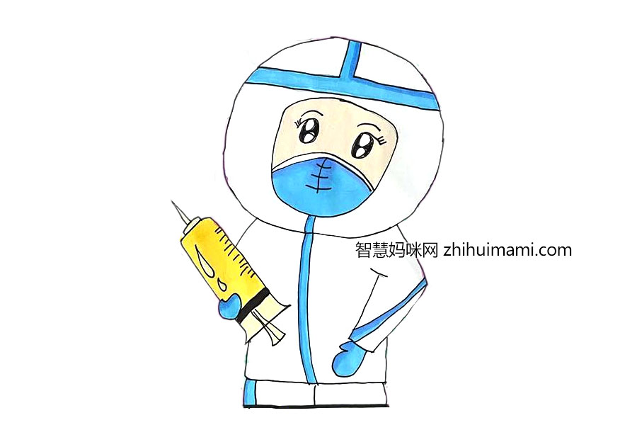 同舟共济 共同抗疫 5张大白风采简笔画图片-图3