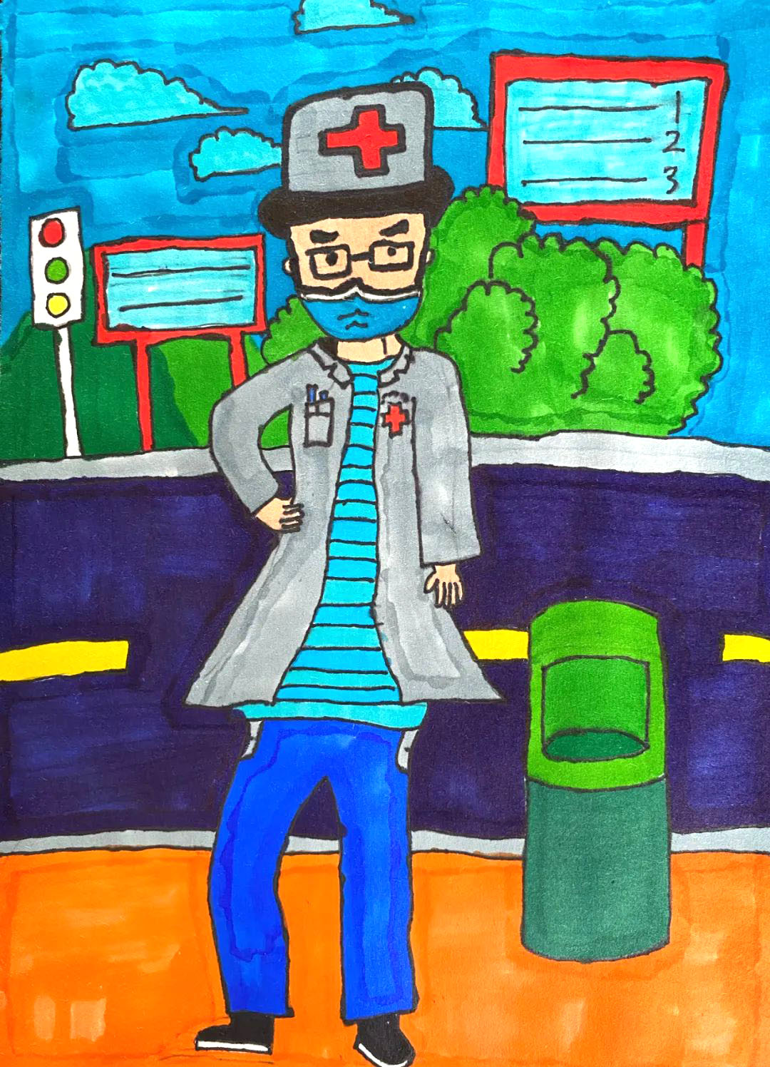 我心目中的父亲 小学生父亲节主题绘画作品-图1