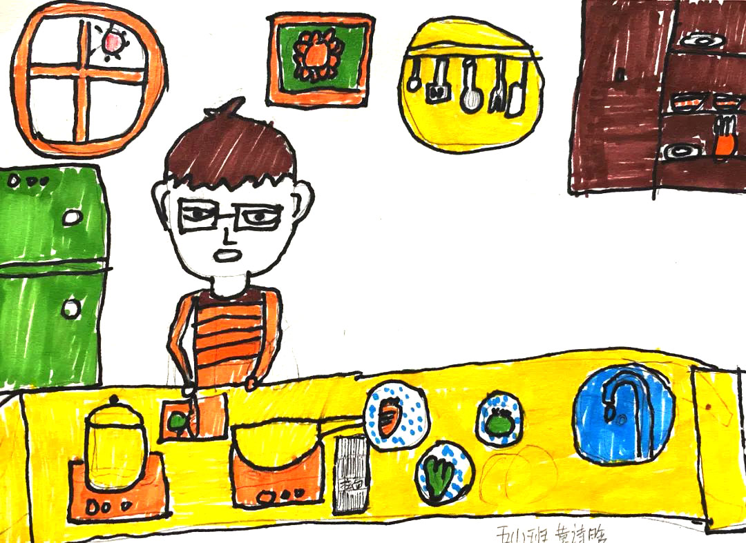 我心目中的父亲 小学生父亲节主题绘画作品-图3